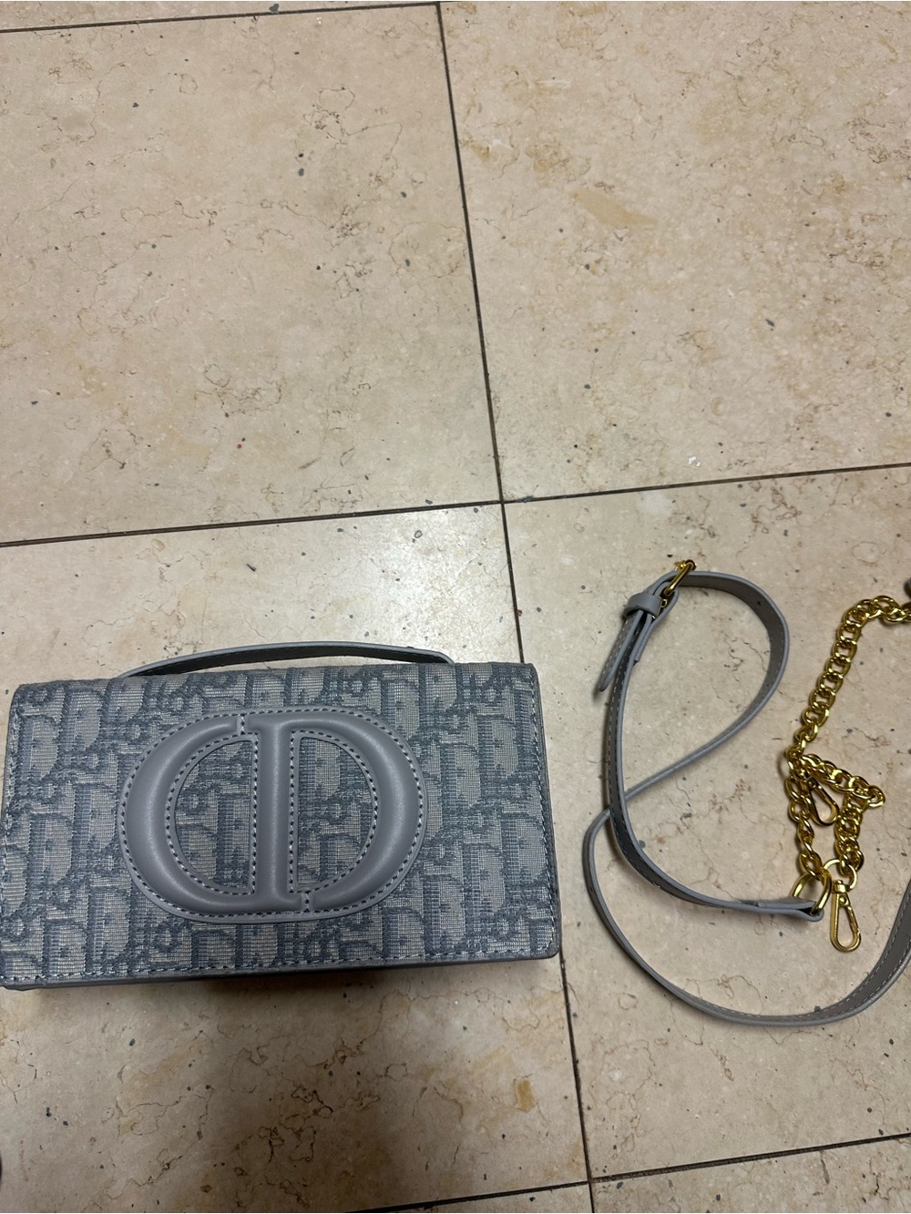 Dior Gray Saddle Convertible Crossbody Bag Purse with CD Medallion